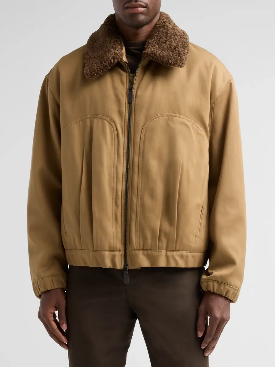 Emporio Armani Men's Shearling Bomber Jacket | Thumbnail 4