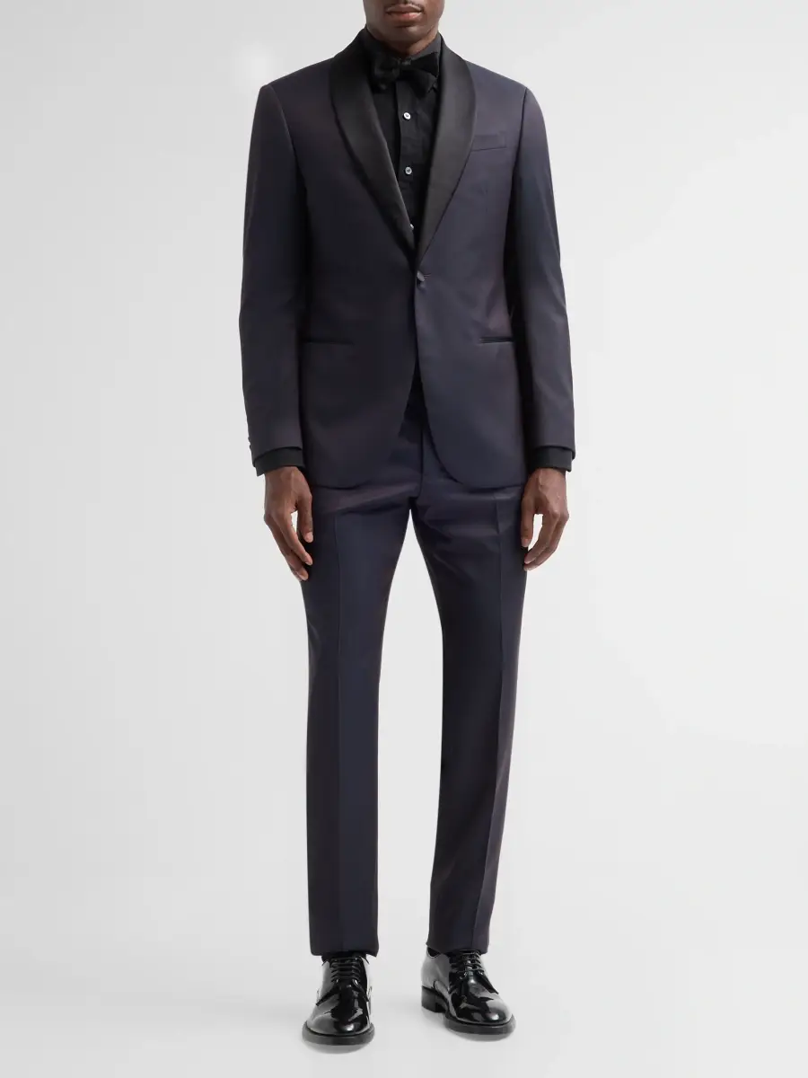 Emporio Armani Men's Woven Satin-Trim Single-Breasted Suit | Thumbnail 2