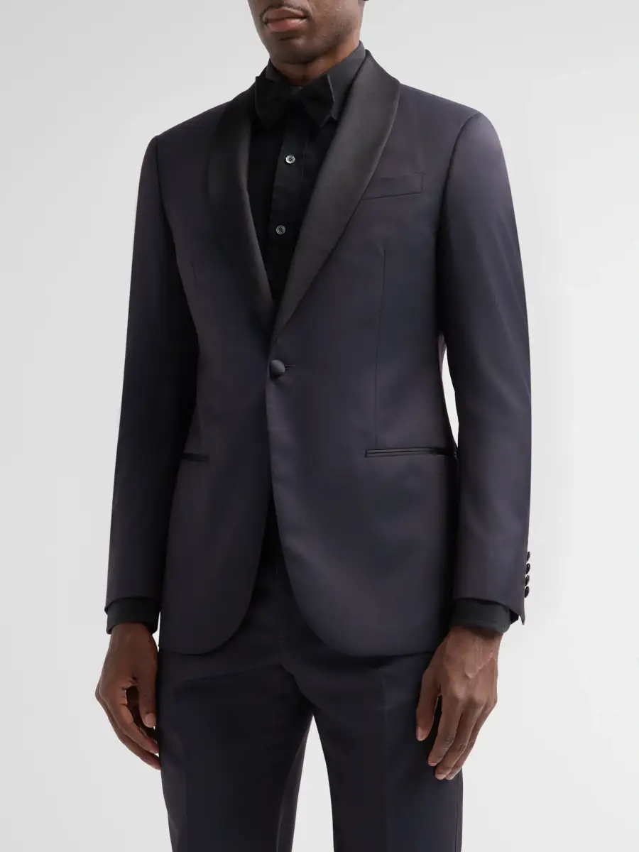 Emporio Armani Men's Woven Satin-Trim Single-Breasted Suit | Thumbnail 4