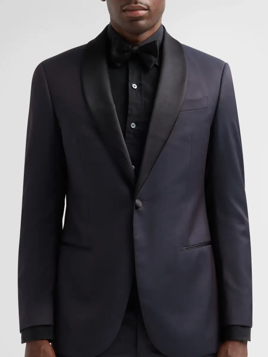 Emporio Armani Men's Woven Satin-Trim Single-Breasted Suit | Thumbnail 6