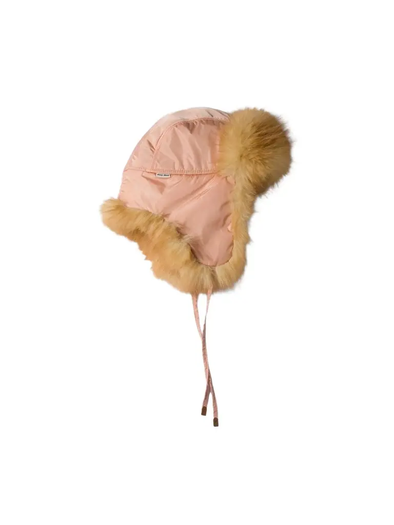 Miu Miu Women's Technical Fabric and Faux Fur Trapper Hat