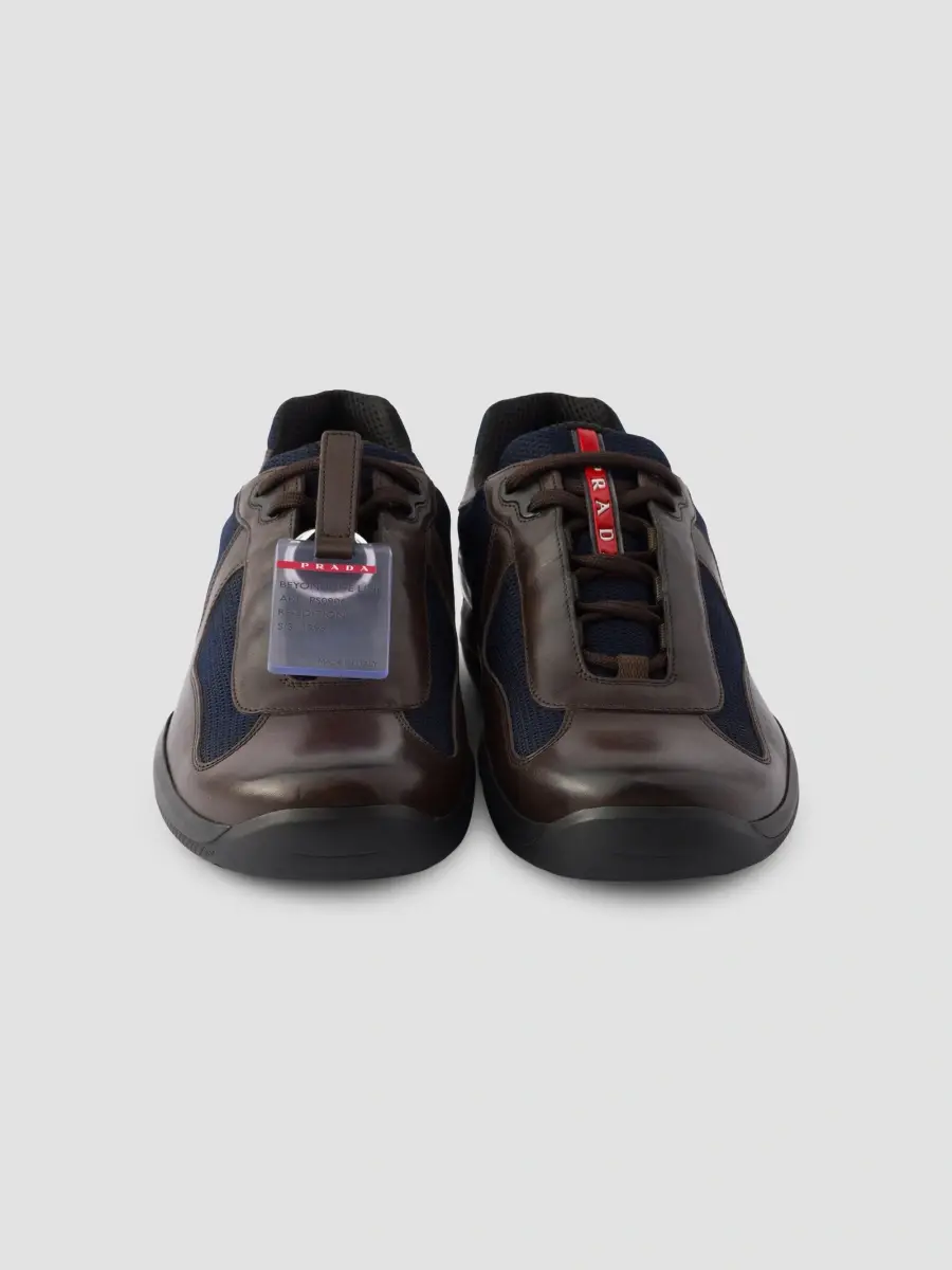 Prada Men's America's Cup Original Sneakers in Brushed Leather - Brown | Thumbnail 2 Prada Men's America's Cup Original Sneakers in Brushed Leather - Brown | Thumbnail 2