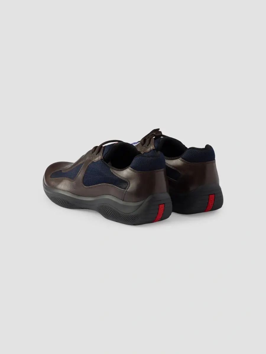 Prada Men's America's Cup Original Sneakers in Brushed Leather - Brown | Thumbnail 3 Prada Men's America's Cup Original Sneakers in Brushed Leather - Brown | Thumbnail 3