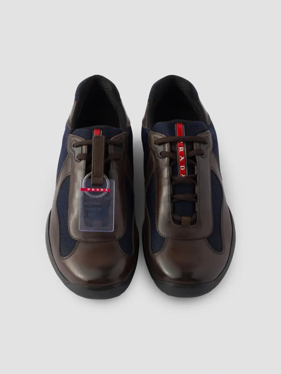 Prada Men's America's Cup Original Sneakers in Brushed Leather - Brown | Thumbnail 4 Prada Men's America's Cup Original Sneakers in Brushed Leather - Brown | Thumbnail 4