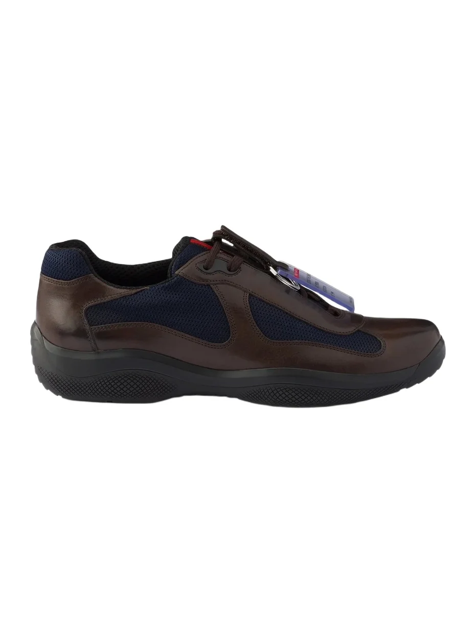 Prada Men's America's Cup Original Sneakers in Brushed Leather - Brown