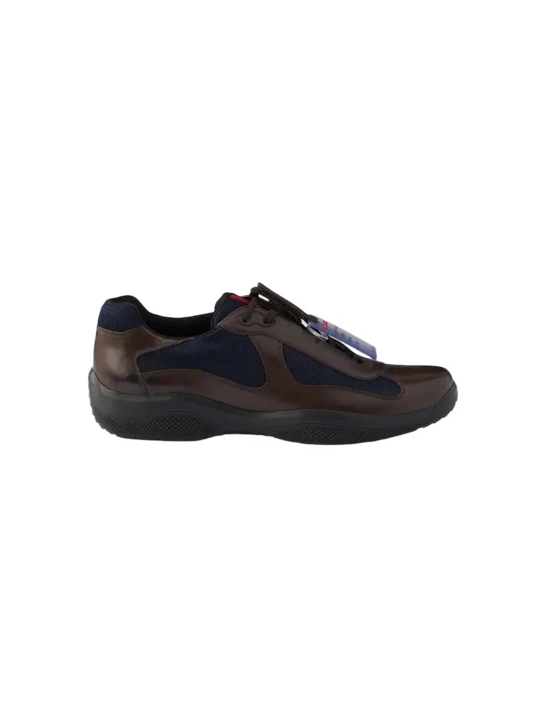Prada Men's America's Cup Original Sneakers in Brushed Leather - Brown