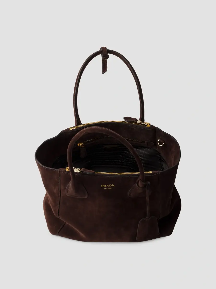 Prada Women's Medium Suede Tote Bag | Thumbnail 4 Prada Women's Medium Suede Tote Bag | Thumbnail 4