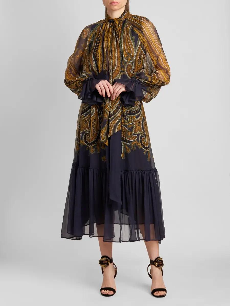 Etro Women's Paisley Silk Tieneck Midi Dress | Thumbnail 2 Etro Women's Paisley Silk Tieneck Midi Dress | Thumbnail 2
