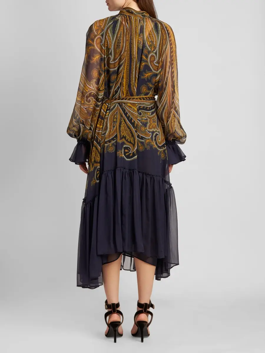 Etro Women's Paisley Silk Tieneck Midi Dress | Thumbnail 3 Etro Women's Paisley Silk Tieneck Midi Dress | Thumbnail 3