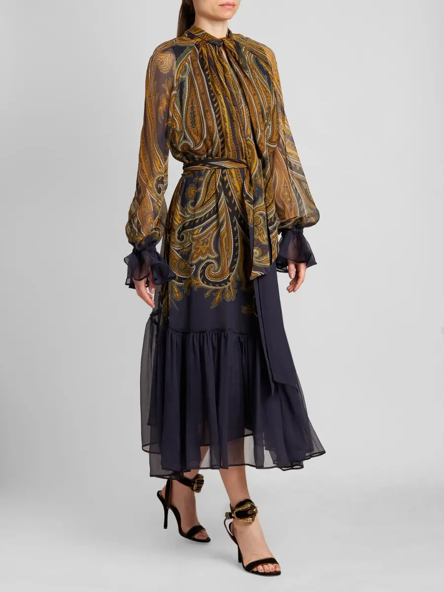 Etro Women's Paisley Silk Tieneck Midi Dress | Thumbnail 4 Etro Women's Paisley Silk Tieneck Midi Dress | Thumbnail 4