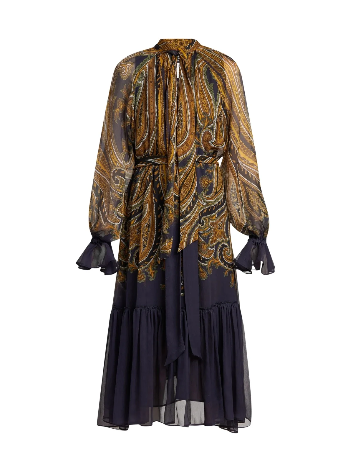 Etro Women's Paisley Silk Tieneck Midi Dress