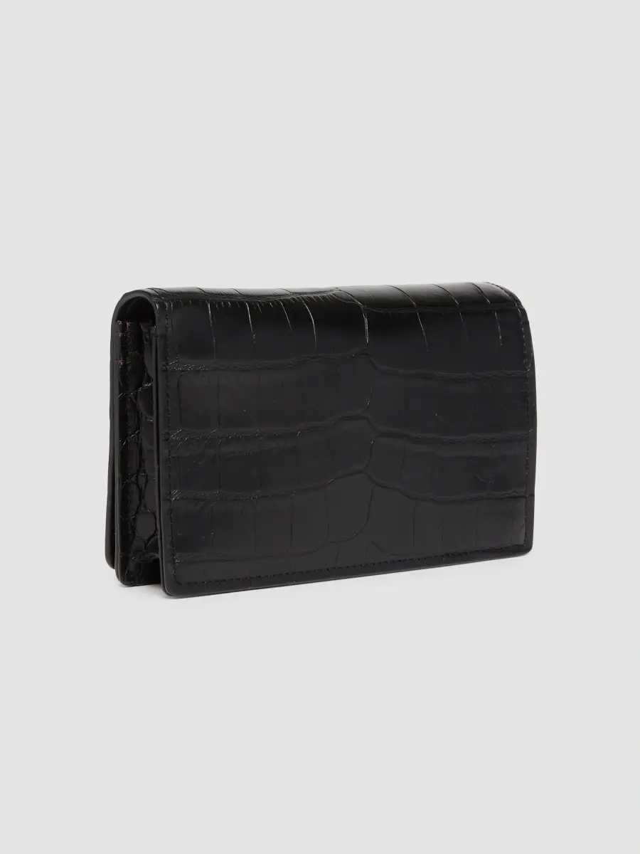 Versace Women's Emblème Mini Croc-Embossed Leather Crossbody Bag | Thumbnail 3