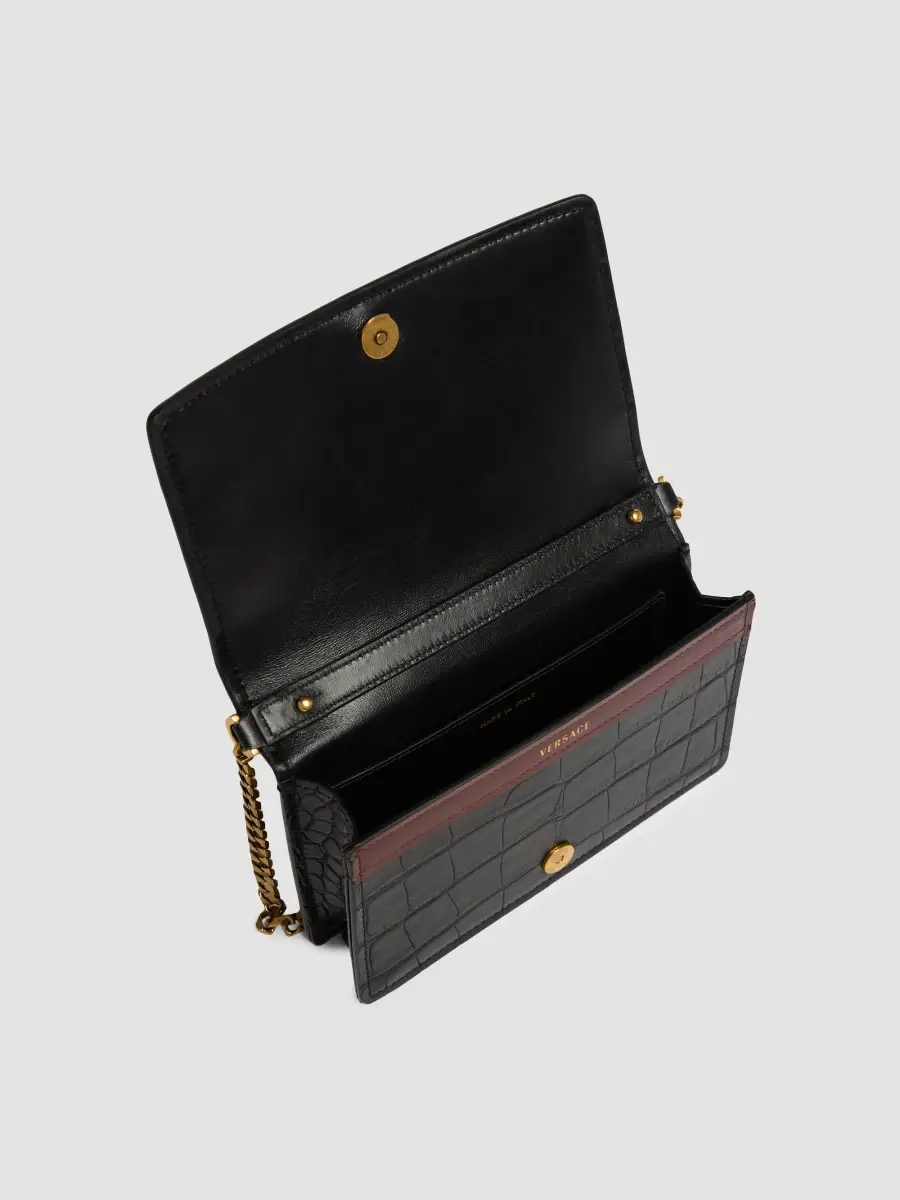 Versace Women's Emblème Mini Croc-Embossed Leather Crossbody Bag | Thumbnail 4