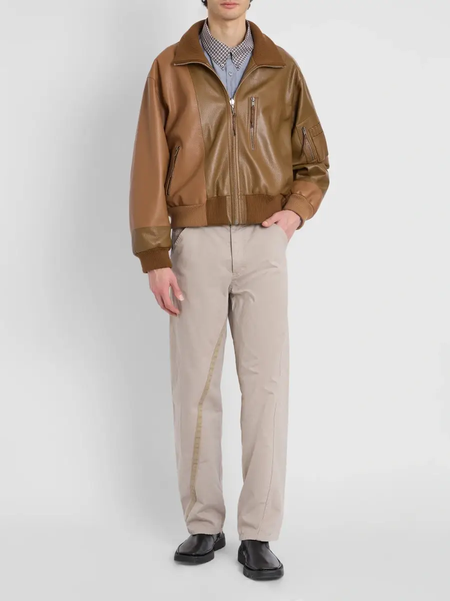 Maison Margiela Men's Spliced Leather Bomber Jacket | Thumbnail 2 Maison Margiela Men's Spliced Leather Bomber Jacket | Thumbnail 2