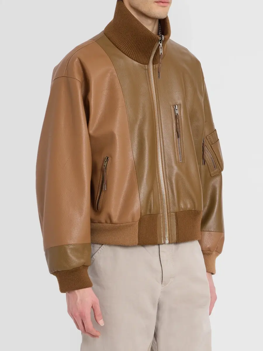 Maison Margiela Men's Spliced Leather Bomber Jacket | Thumbnail 4 Maison Margiela Men's Spliced Leather Bomber Jacket | Thumbnail 4
