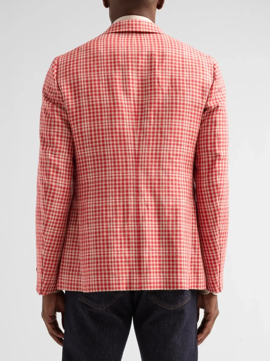 Isaia Men's Gingham Linen-Blend Blazer | Thumbnail 3 Isaia Men's Gingham Linen-Blend Blazer | Thumbnail 3