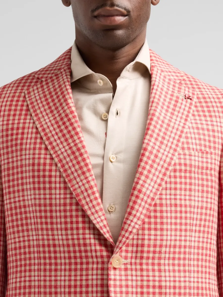 Isaia Men's Gingham Linen-Blend Blazer | Thumbnail 5 Isaia Men's Gingham Linen-Blend Blazer | Thumbnail 5
