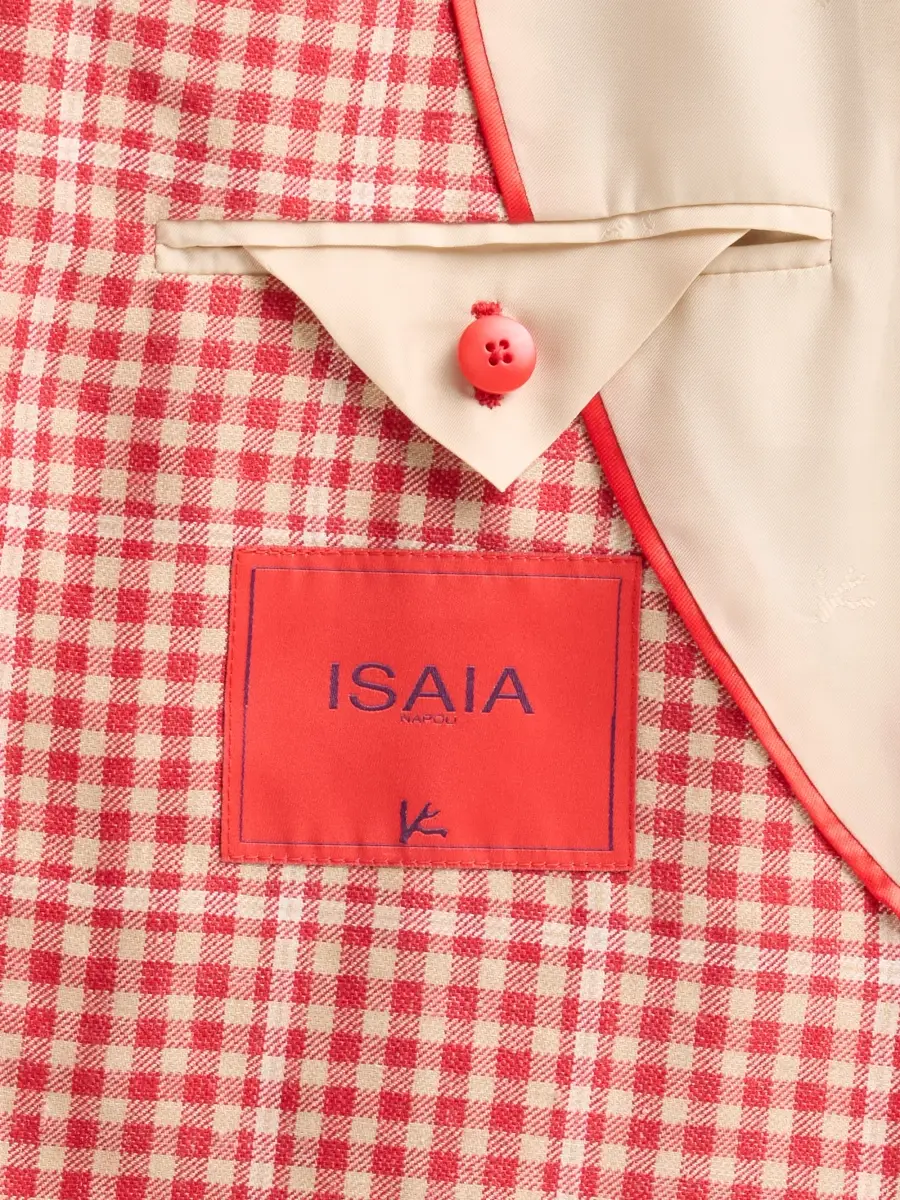 Isaia Men's Gingham Linen-Blend Blazer | Thumbnail 6 Isaia Men's Gingham Linen-Blend Blazer | Thumbnail 6