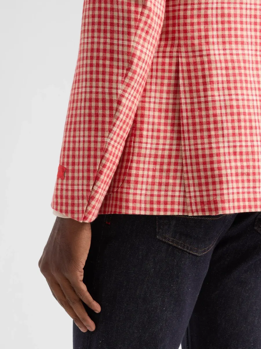 Isaia Men's Gingham Linen-Blend Blazer | Thumbnail 8 Isaia Men's Gingham Linen-Blend Blazer | Thumbnail 8