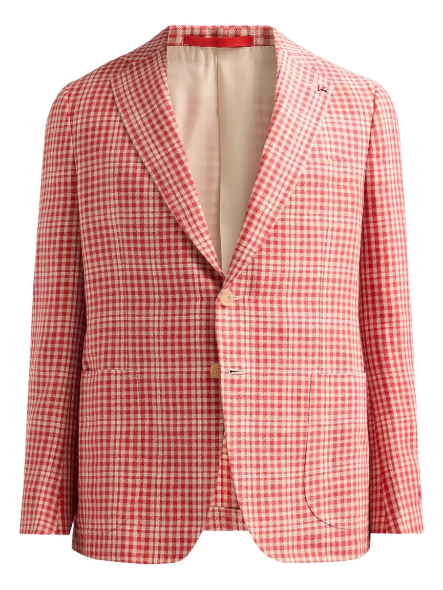 Isaia Men's Gingham Linen-Blend Blazer