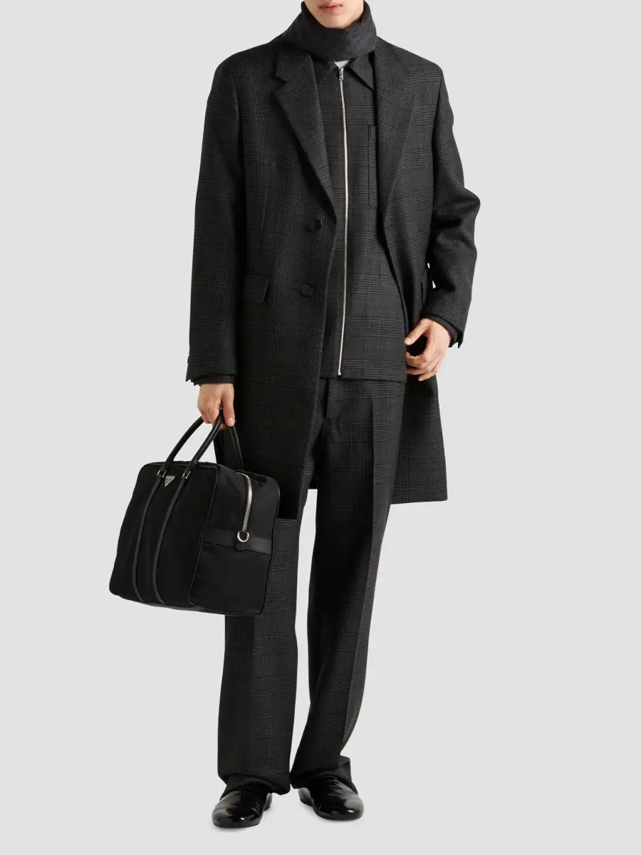 Prada Men's Re-Nylon and Saffiano Leather Duffel Bag | Thumbnail 2 Prada Men's Re-Nylon and Saffiano Leather Duffel Bag | Thumbnail 2
