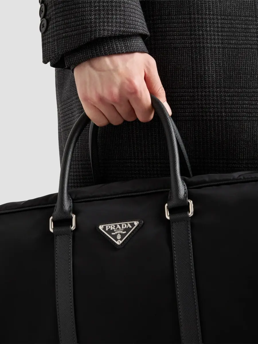 Prada Men's Re-Nylon and Saffiano Leather Duffel Bag | Thumbnail 4 Prada Men's Re-Nylon and Saffiano Leather Duffel Bag | Thumbnail 4
