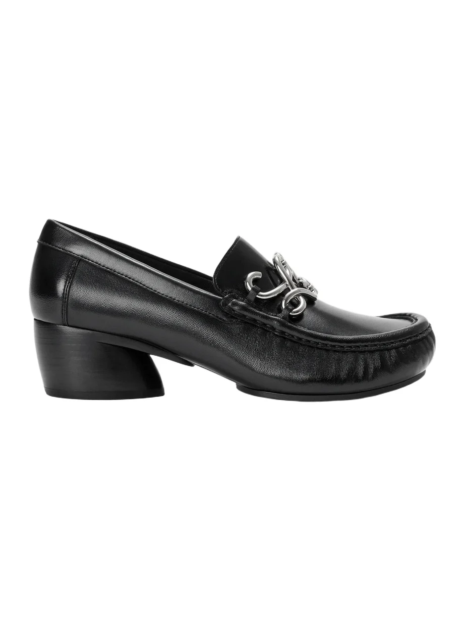 Loewe Women's Oval Double L 45MM Leather Loafers