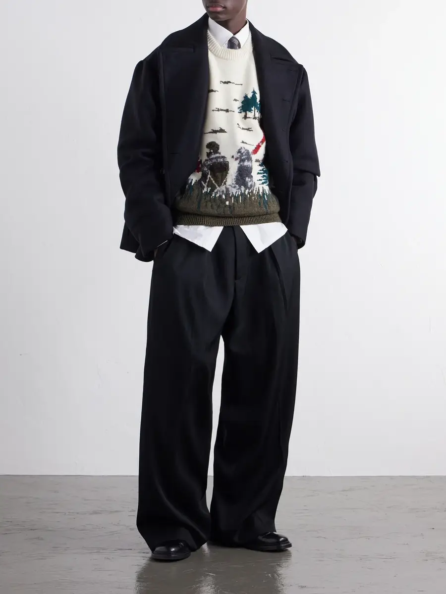 Junya Watanabe Intarsia-Knit Wool Sweater - Men | Thumbnail 2 Junya Watanabe Intarsia-Knit Wool Sweater - Men | Thumbnail 2