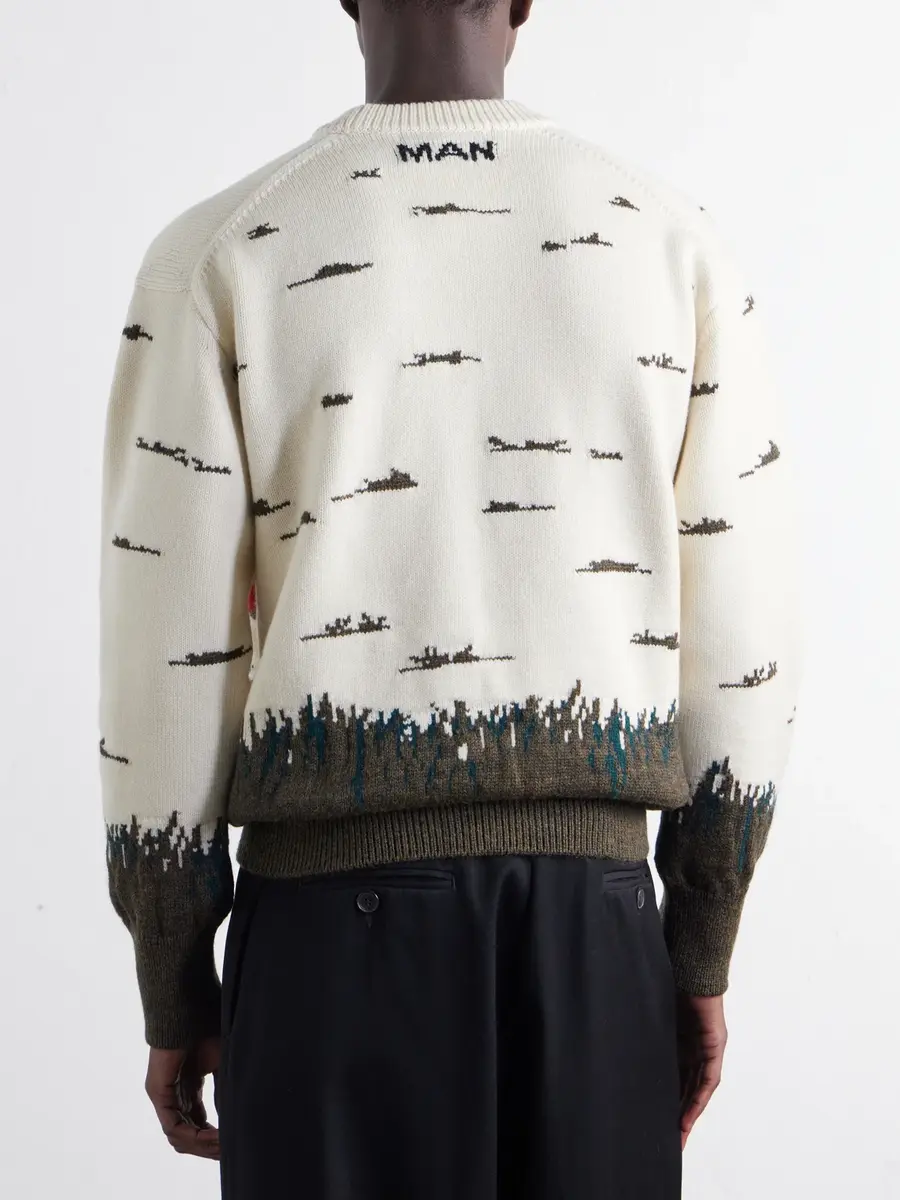 Junya Watanabe Intarsia-Knit Wool Sweater - Men | Thumbnail 4 Junya Watanabe Intarsia-Knit Wool Sweater - Men | Thumbnail 4