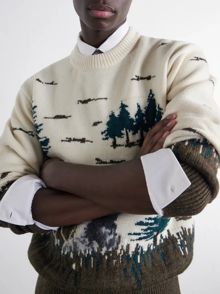 Junya Watanabe Intarsia-Knit Wool Sweater - Men | Thumbnail 5 Junya Watanabe Intarsia-Knit Wool Sweater - Men | Thumbnail 5
