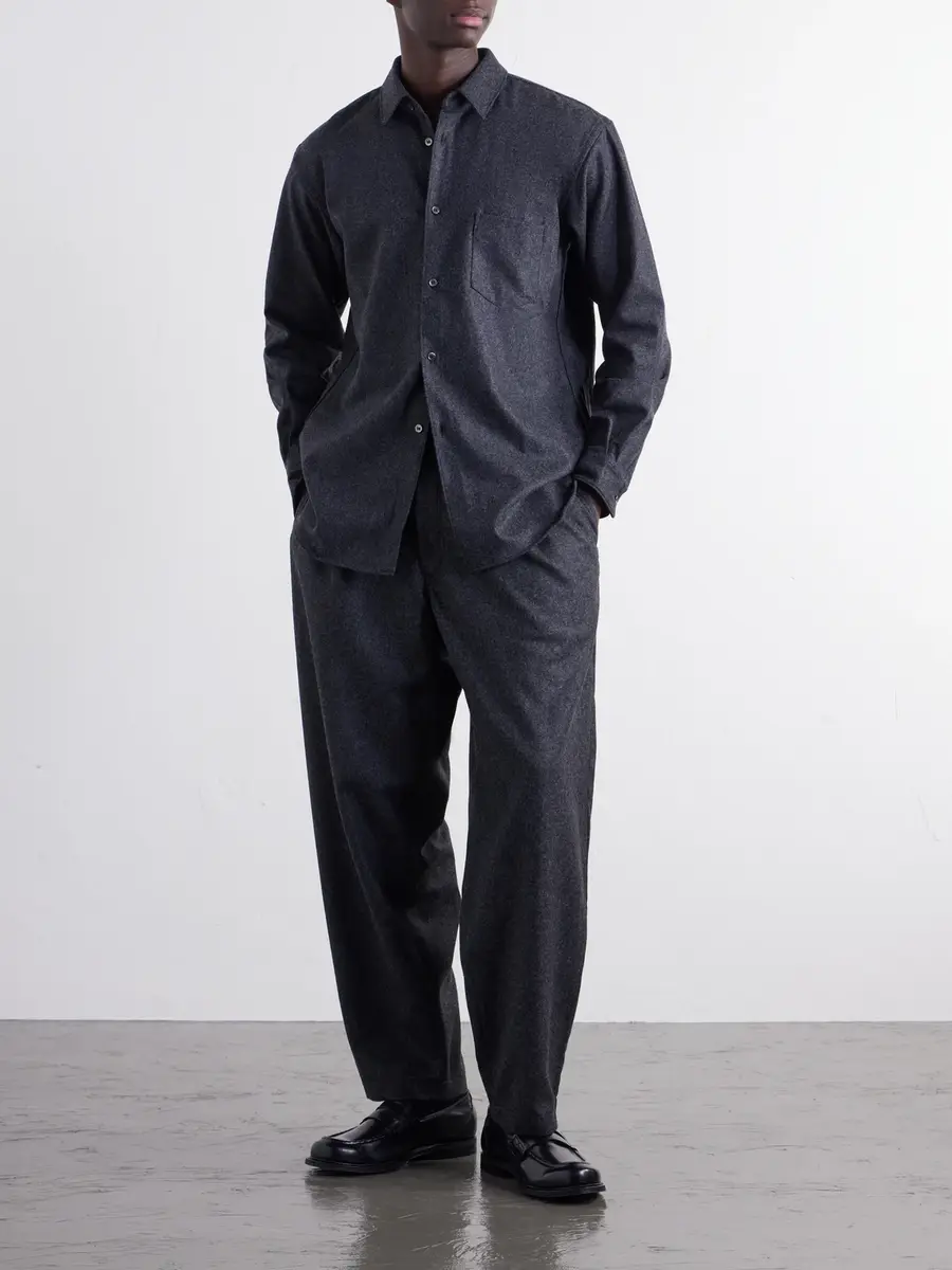 Comme des Garçons SHIRT Wide-Leg Pleated Wool-Blend Flannel Trousers - Men | Thumbnail 2 Comme des Garçons SHIRT Wide-Leg Pleated Wool-Blend Flannel Trousers - Men | Thumbnail 2