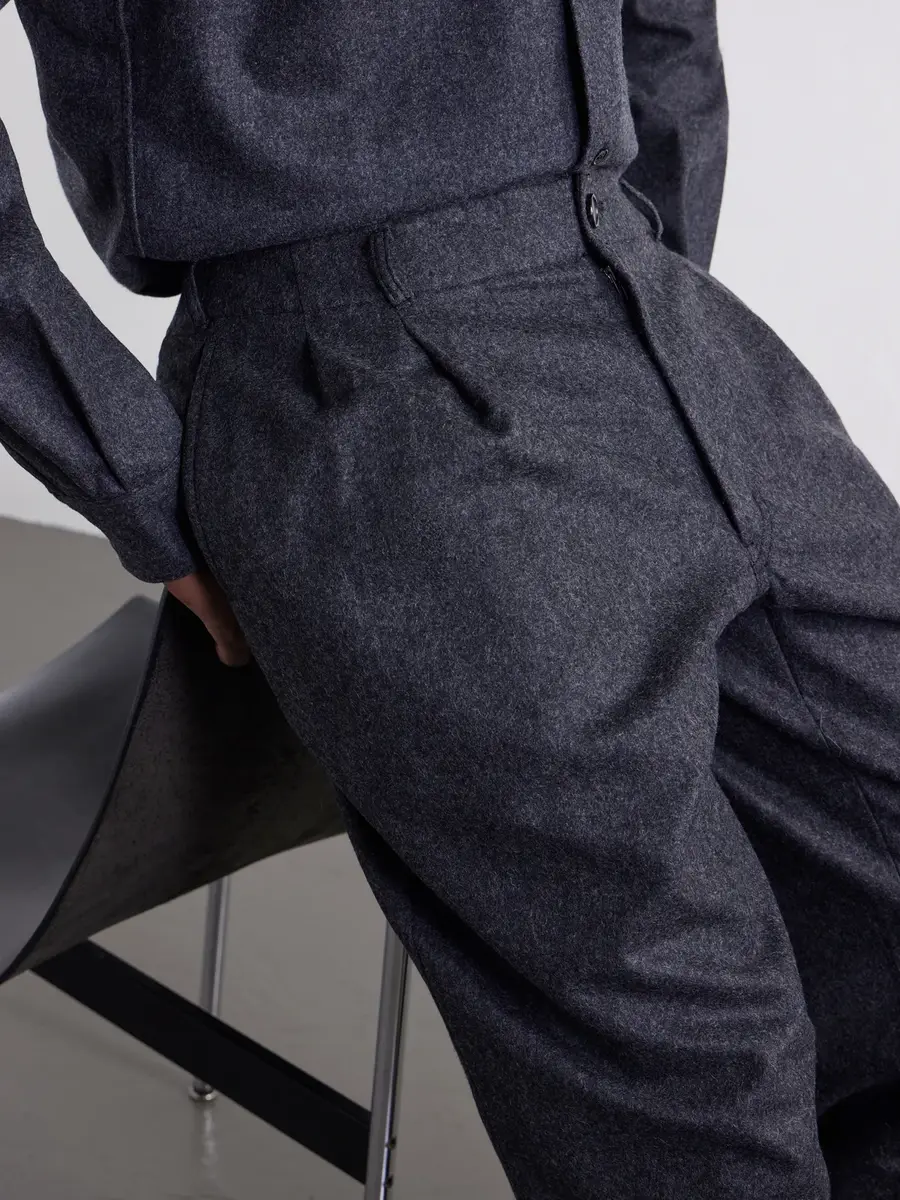 Comme des Garçons SHIRT Wide-Leg Pleated Wool-Blend Flannel Trousers - Men | Thumbnail 4 Comme des Garçons SHIRT Wide-Leg Pleated Wool-Blend Flannel Trousers - Men | Thumbnail 4