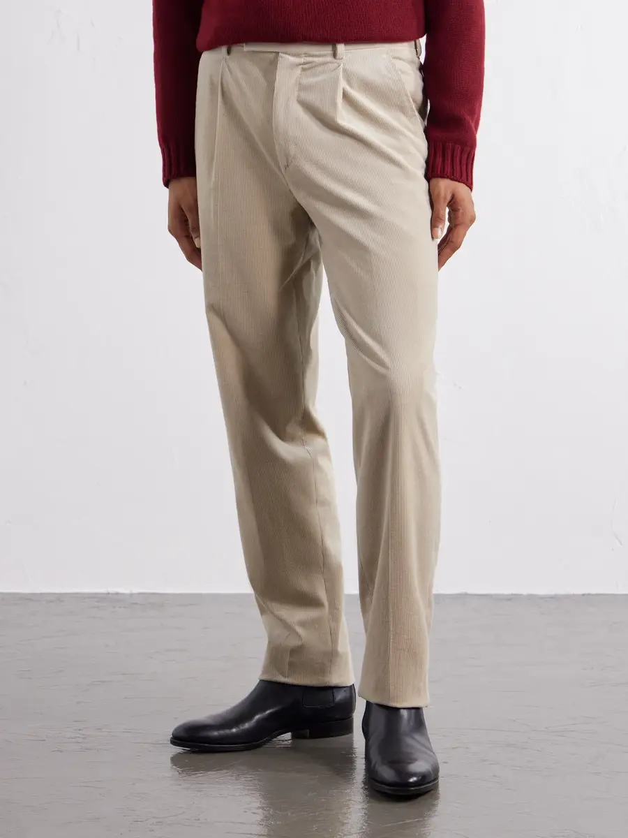 Zegna Pleated Straight-Leg Cotton-Corduroy Trousers - Men | Thumbnail 3 Zegna Pleated Straight-Leg Cotton-Corduroy Trousers - Men | Thumbnail 3