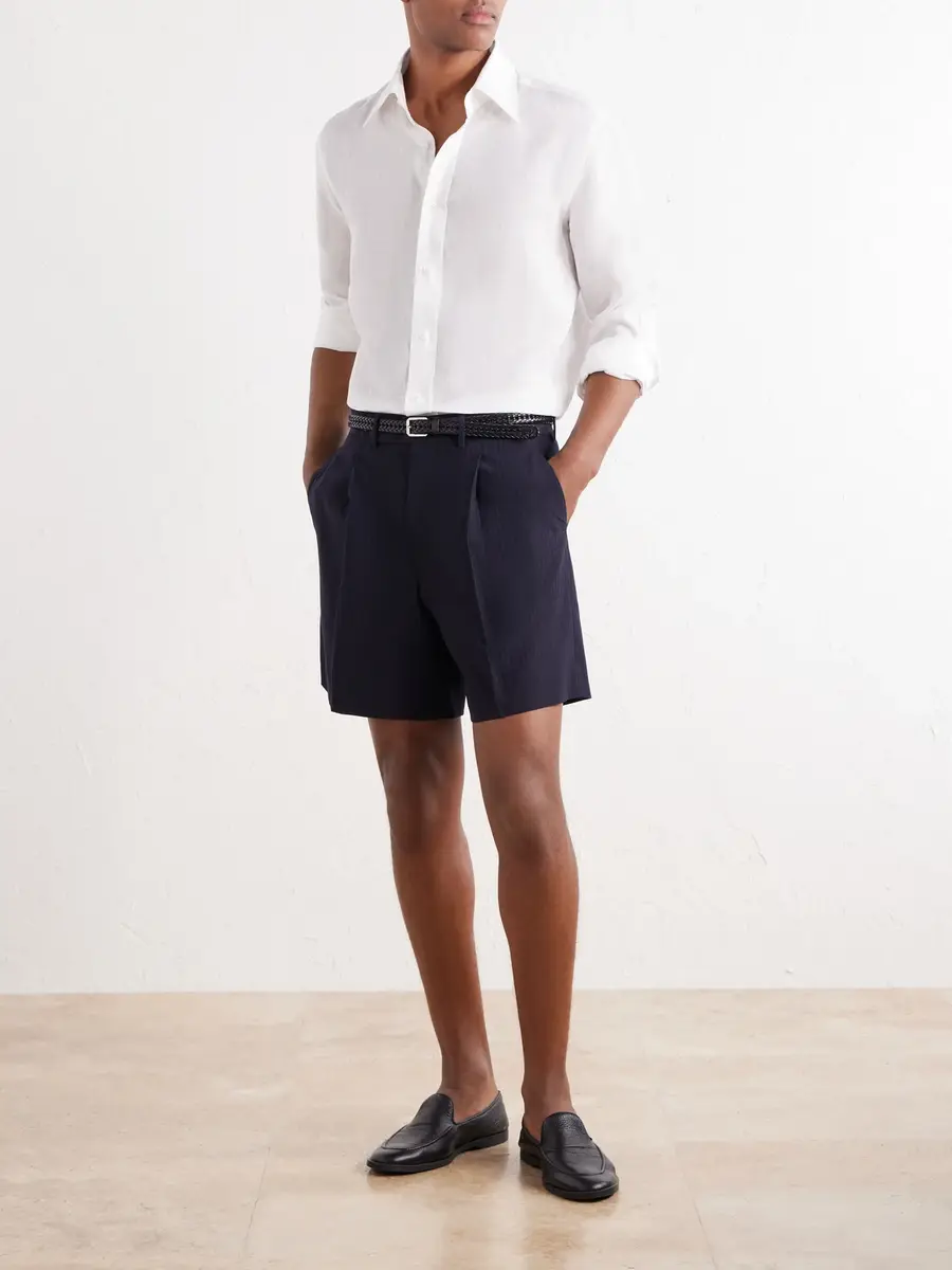 Thom Sweeney Linen Straight Point Collar Shirt - Men | Thumbnail 2 Thom Sweeney Linen Straight Point Collar Shirt - Men | Thumbnail 2