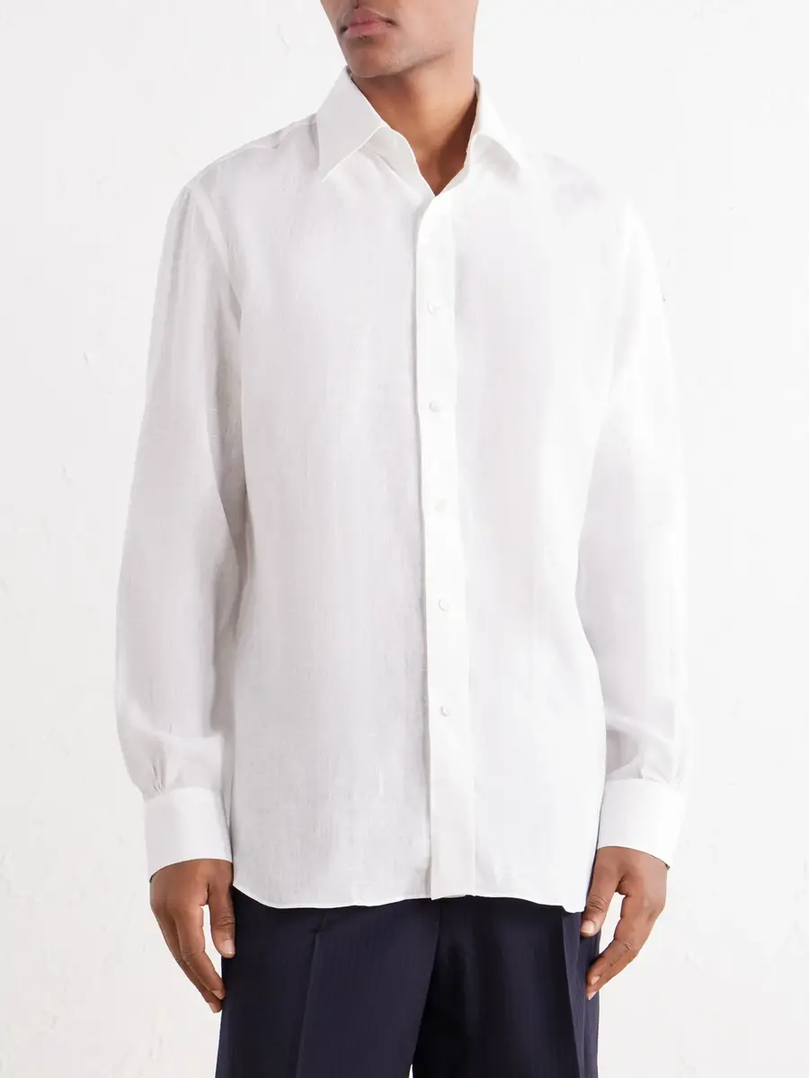 Thom Sweeney Linen Straight Point Collar Shirt - Men | Thumbnail 3 Thom Sweeney Linen Straight Point Collar Shirt - Men | Thumbnail 3