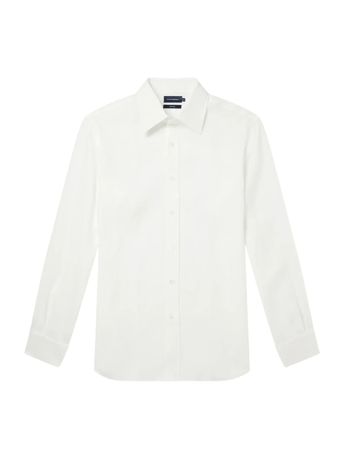 Linen Straight Point Collar Shirt - Men Linen Straight Point Collar Shirt - Men