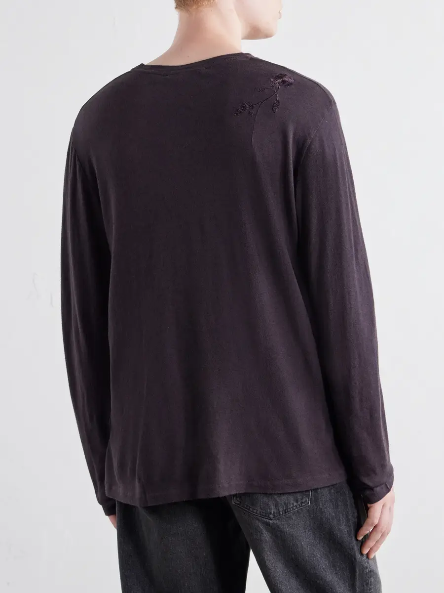 Our Legacy Embroidered Cotton And Wool-Blend Jersey T-Shirt - Men | Thumbnail 4 Our Legacy Embroidered Cotton And Wool-Blend Jersey T-Shirt - Men | Thumbnail 4