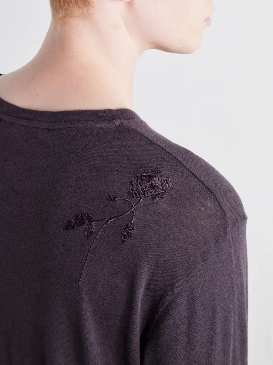 Our Legacy Embroidered Cotton And Wool-Blend Jersey T-Shirt - Men | Thumbnail 5 Our Legacy Embroidered Cotton And Wool-Blend Jersey T-Shirt - Men | Thumbnail 5