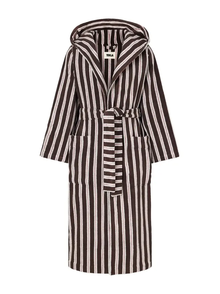 Tekla Hooded Belted Striped Organic Cotton-Terry Robe - Men