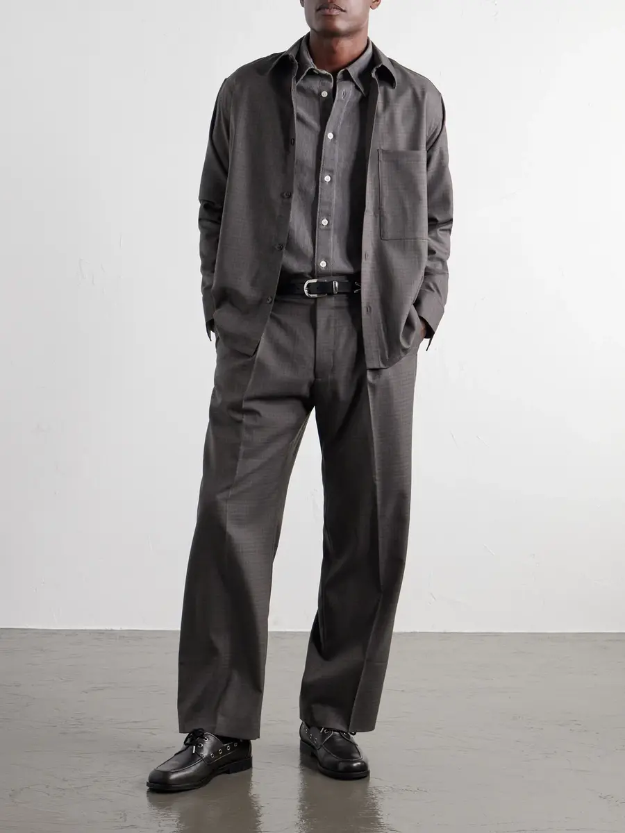 NN07 Kay 10071 Straight-Leg Pleated Checked Basketweave Wool-Blend Trousers - Men | Thumbnail 2