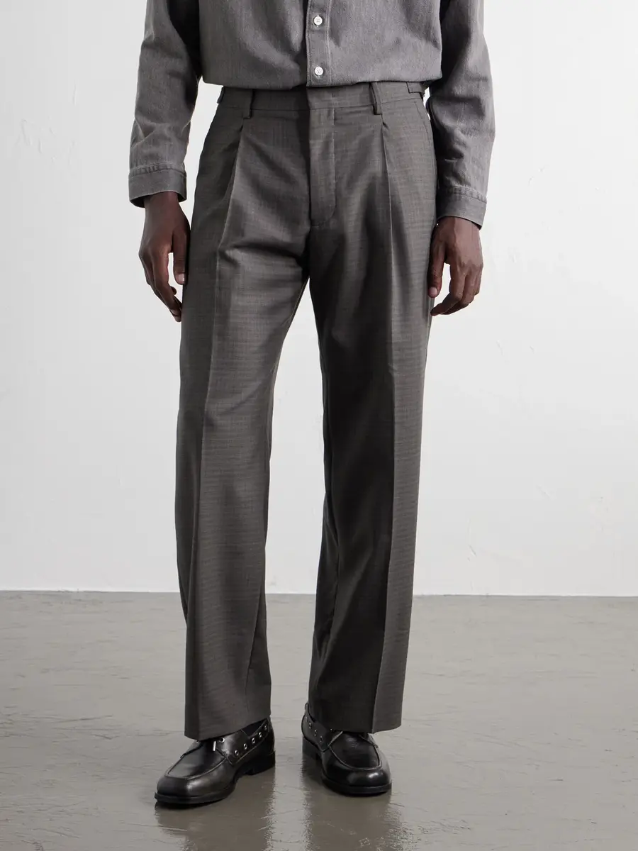 NN07 Kay 10071 Straight-Leg Pleated Checked Basketweave Wool-Blend Trousers - Men | Thumbnail 3