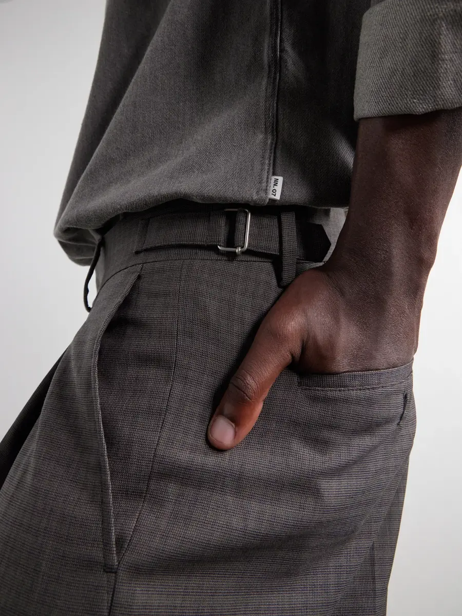 NN07 Kay 10071 Straight-Leg Pleated Checked Basketweave Wool-Blend Trousers - Men | Thumbnail 5