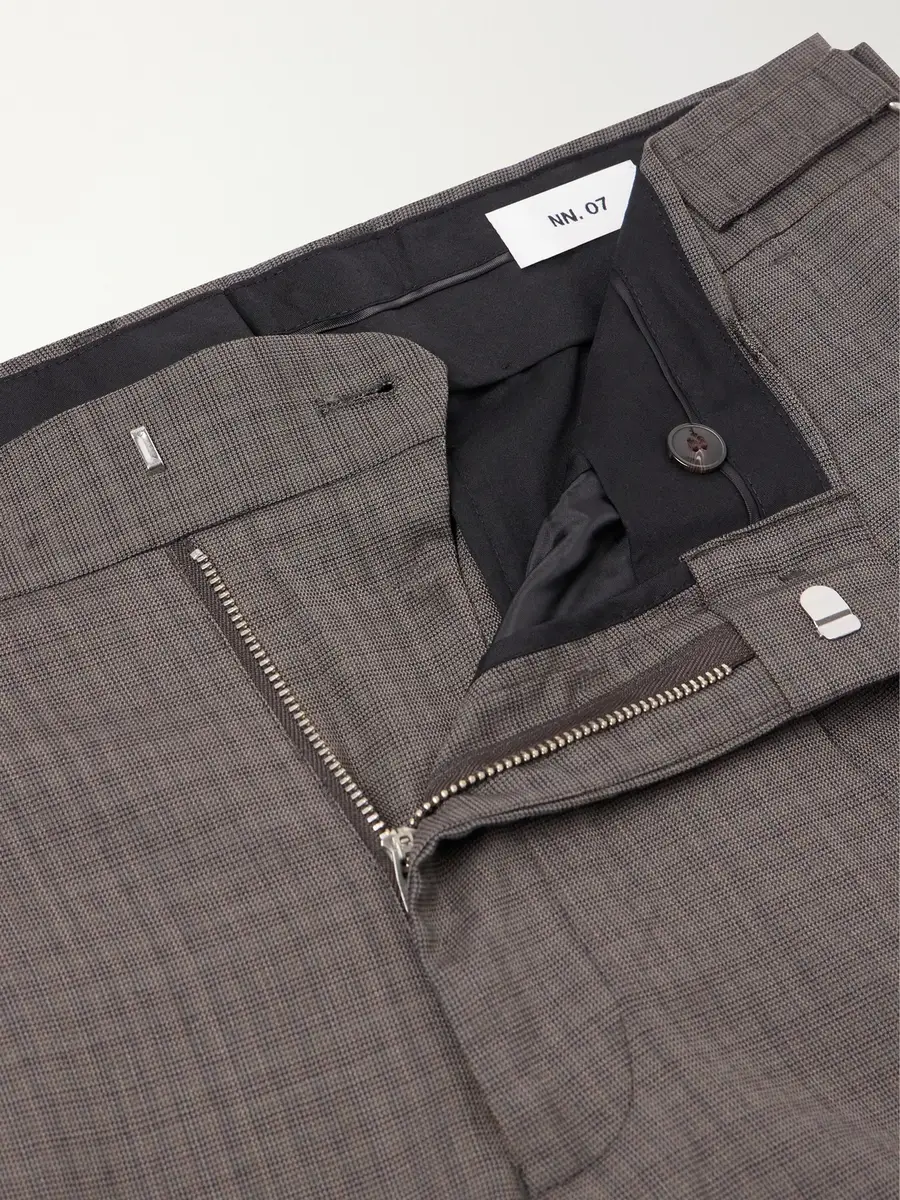 NN07 Kay 10071 Straight-Leg Pleated Checked Basketweave Wool-Blend Trousers - Men | Thumbnail 6