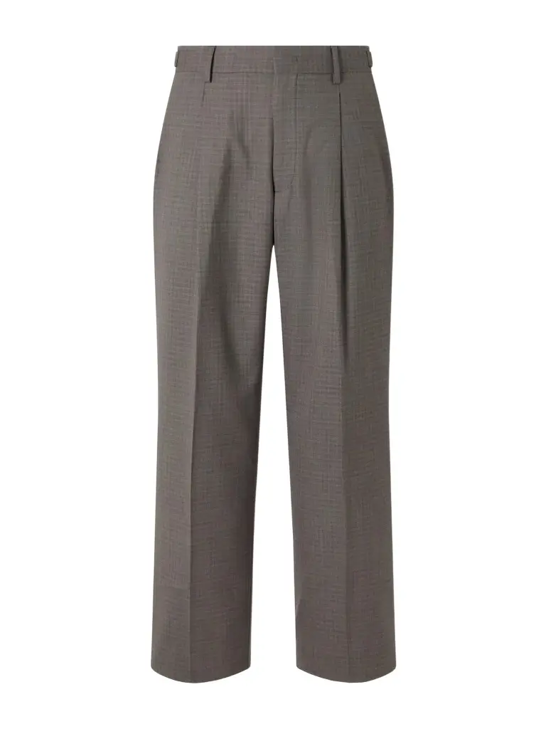 NN07 Kay 10071 Straight-Leg Pleated Checked Basketweave Wool-Blend Trousers - Men