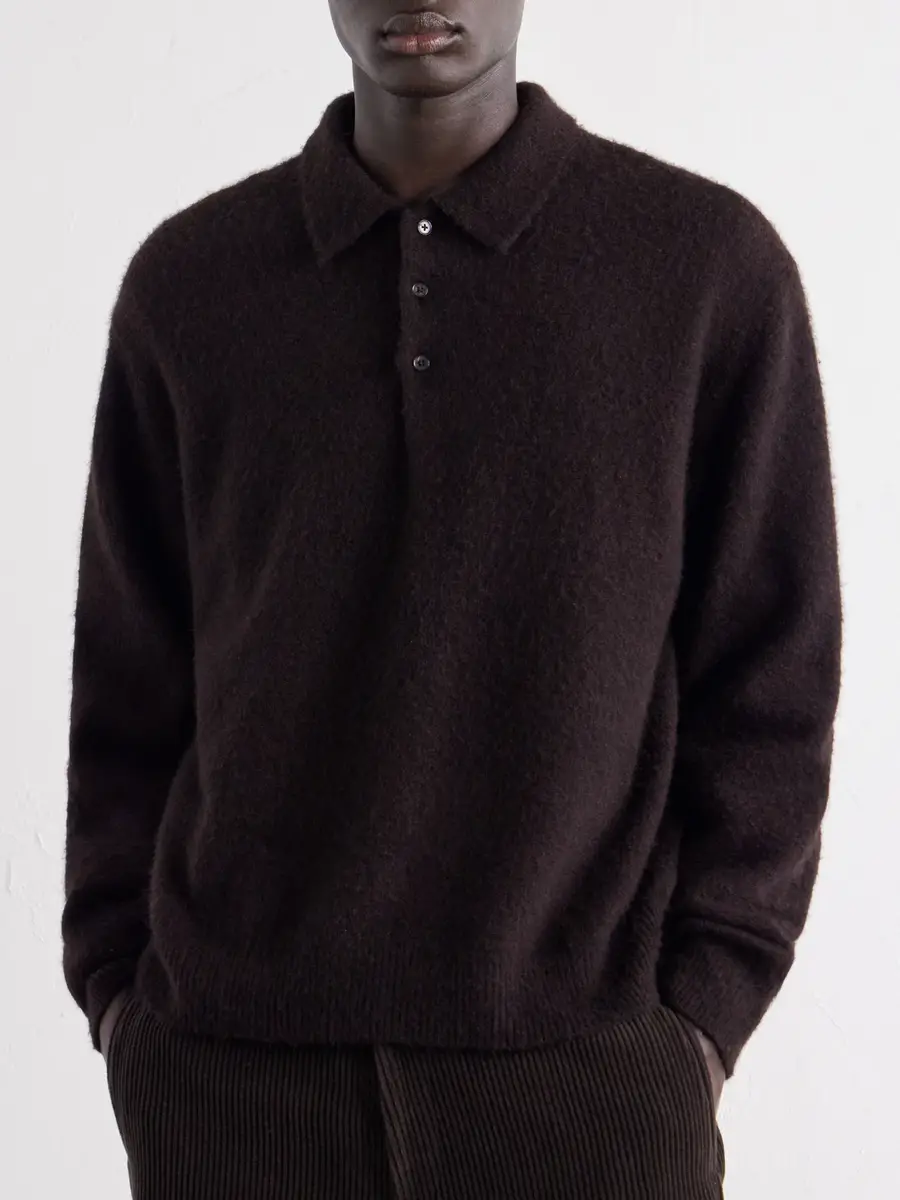 A.PRESSE Brushed Cashmere Polo Sweater - Men | Thumbnail 3 A.PRESSE Brushed Cashmere Polo Sweater - Men | Thumbnail 3