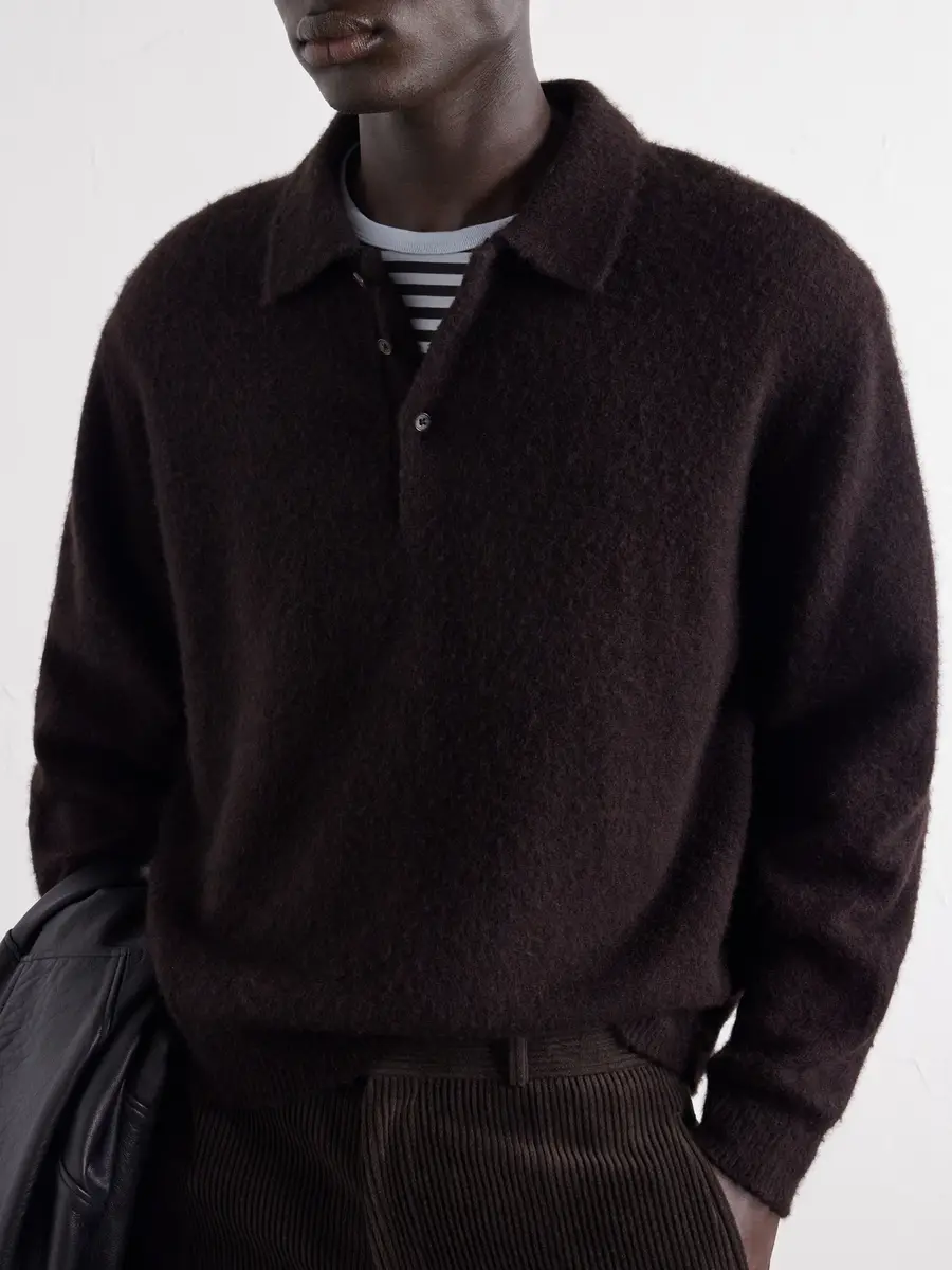 A.PRESSE Brushed Cashmere Polo Sweater - Men | Thumbnail 5 A.PRESSE Brushed Cashmere Polo Sweater - Men | Thumbnail 5