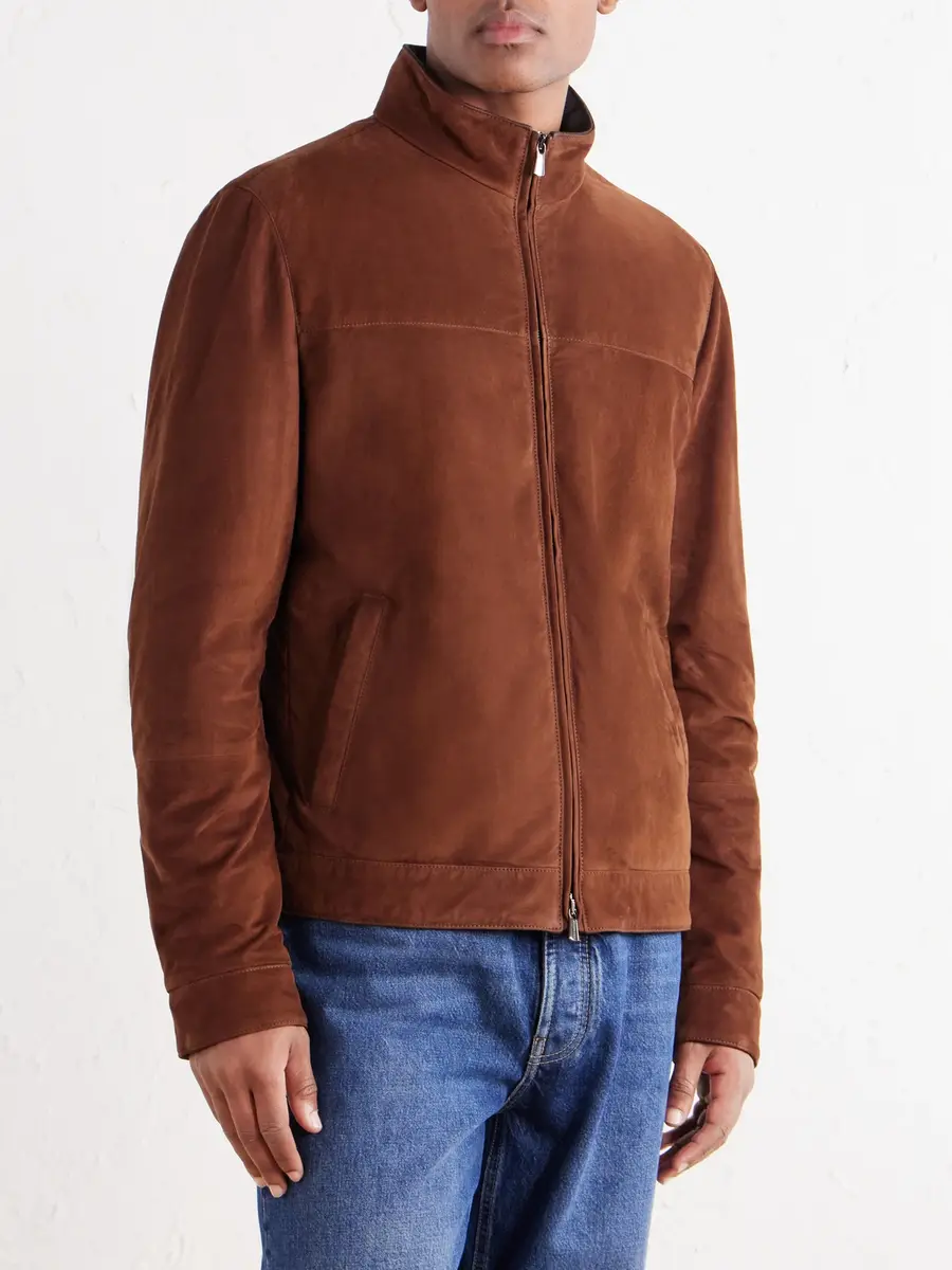Thom Sweeney Suede Mock-Neck Bomber Jacket - Men | Thumbnail 3 Thom Sweeney Suede Mock-Neck Bomber Jacket - Men | Thumbnail 3