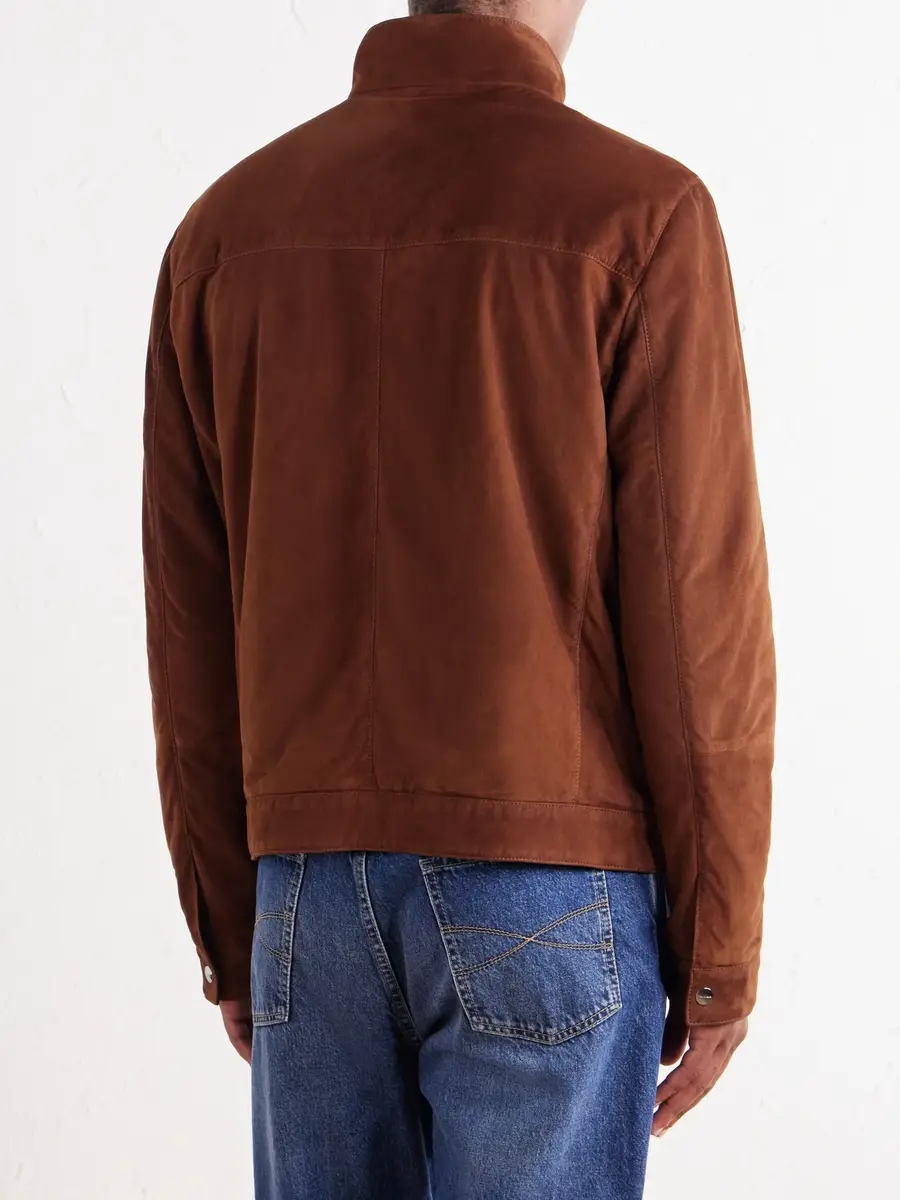 Thom Sweeney Suede Mock-Neck Bomber Jacket - Men | Thumbnail 4 Thom Sweeney Suede Mock-Neck Bomber Jacket - Men | Thumbnail 4