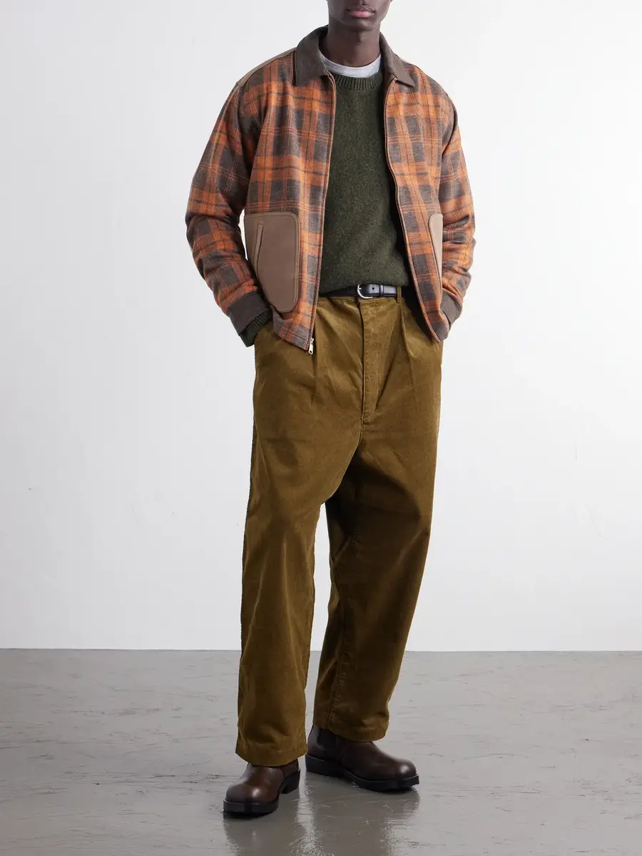 Junya Watanabe Checked Suede-Trimmed Wool-Flannel Blouson Jacket - Men | Thumbnail 2 Junya Watanabe Checked Suede-Trimmed Wool-Flannel Blouson Jacket - Men | Thumbnail 2