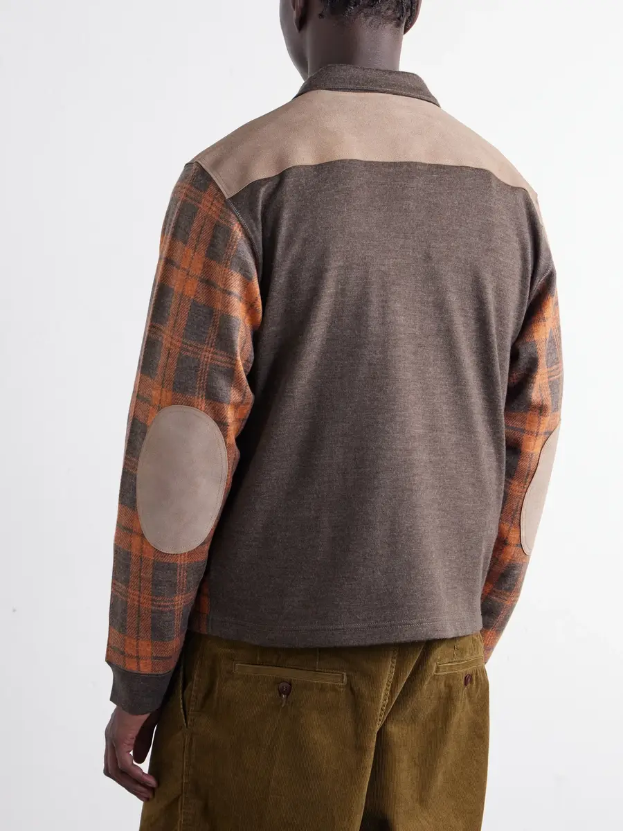 Junya Watanabe Checked Suede-Trimmed Wool-Flannel Blouson Jacket - Men | Thumbnail 4 Junya Watanabe Checked Suede-Trimmed Wool-Flannel Blouson Jacket - Men | Thumbnail 4